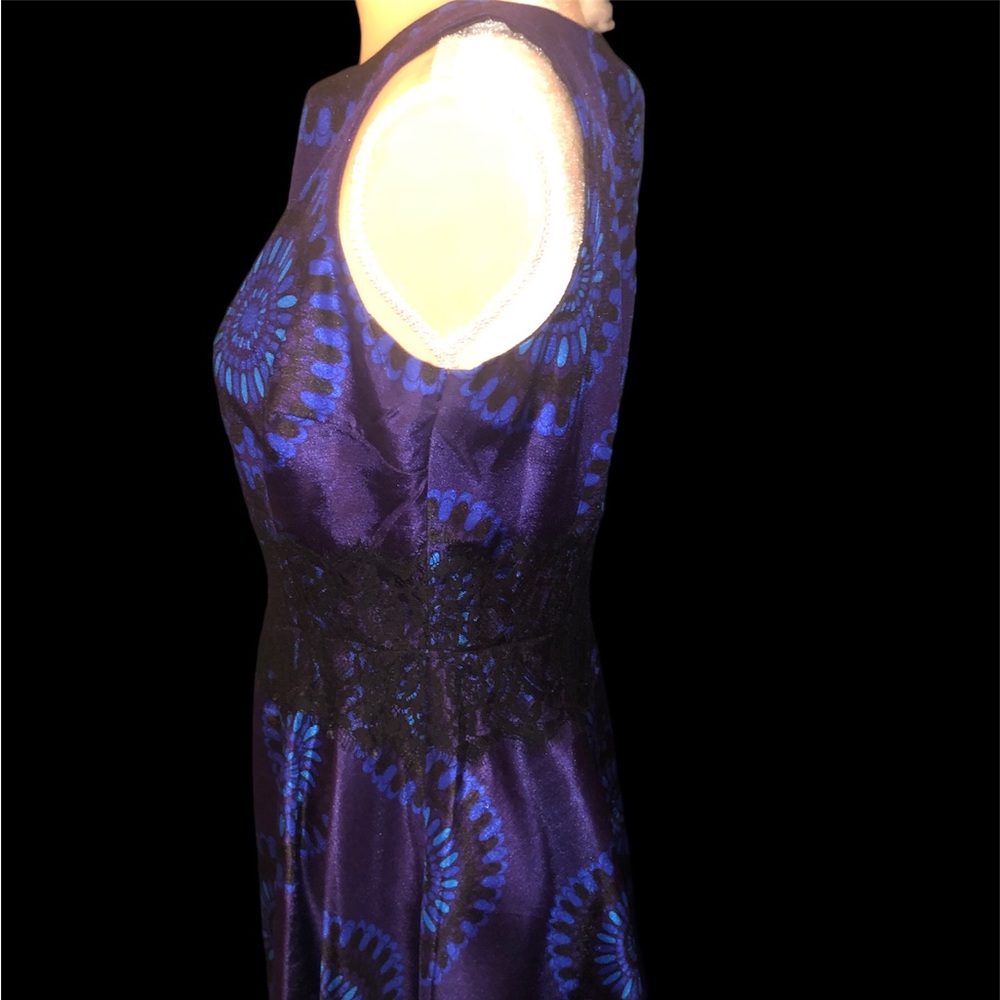 JULIAN TAYLOR NEW YORK INDIGO BLUE  & BLACK  DRESS SIZE 10P ELEGANT
